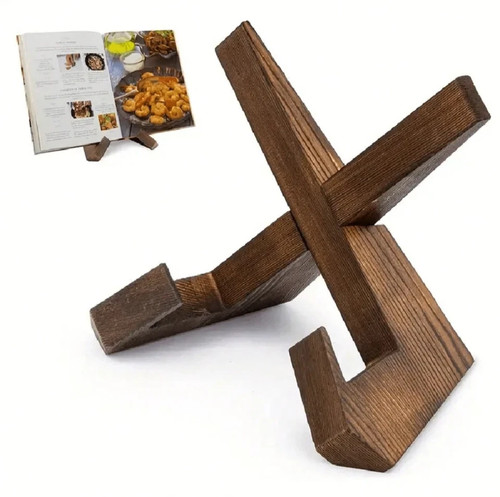 Wooden book stand cookbook - book,