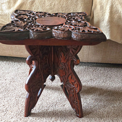 Carved foldable wood book - carved,