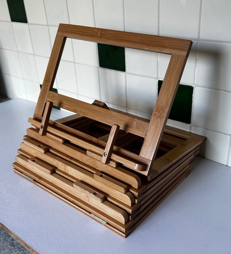 Wooden recipe book stand - recipe,