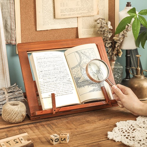 Adjustable wooden book stand - book,